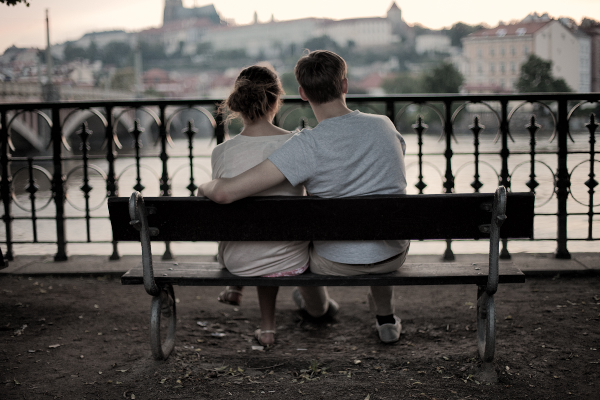 Lovers Watch the Sunset Over the Vltava